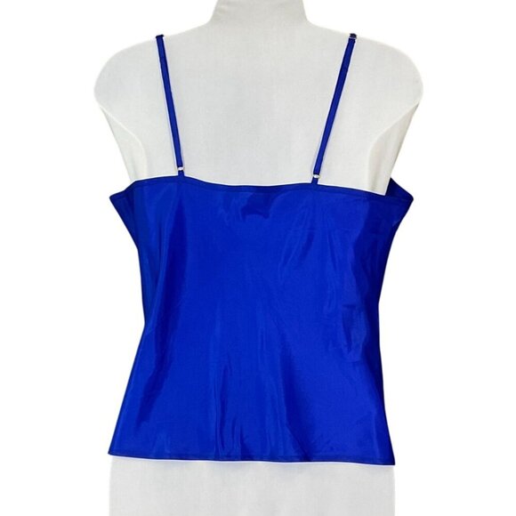 C Wonder Sleeveless Sheer Split Neck Green Polka Dot Pleat Blouse Camisole Small - Picture 5 of 9